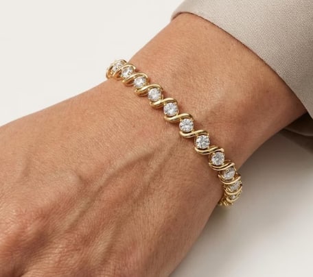 8 Carat 3.5 MM Round Cut Certified D VVS1 Lab Grown Diamond in 14KT Solid Yellow Gold Bracelet: 8 Carat Round Cut Certified D VVS1 3.5 MM Lab Grown Diamond in 14KT Solid Yellow Gold Bracelet - 7 INCH