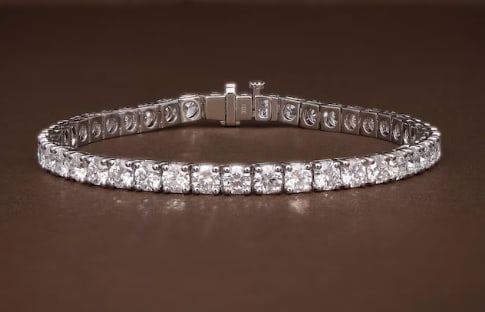 11.00 Carat 4 MM Round Cut Certified D VVS1 Lab Grown Diamond in 14KT Solid White Gold Bracelet: 11.00 Carat 4 MM Round Cut Certified D VVS1 Lab Grown Diamond in 14KT Solid White Gold Bracelet 7.5 Inch