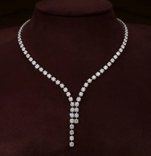 Certified 10.00 Ct Graduated Round Brilliant Cut D VVS1 Lab Grown Diamond Tennis Y-Drop Necklace 14K: 10.00 Ct Graduated Round Brilliant Cut D VVS1 Lab Grown Diamond Tennis Y-Drop Necklace 14K White Gold | Bridal Wedding Jewelry 16 Inch
