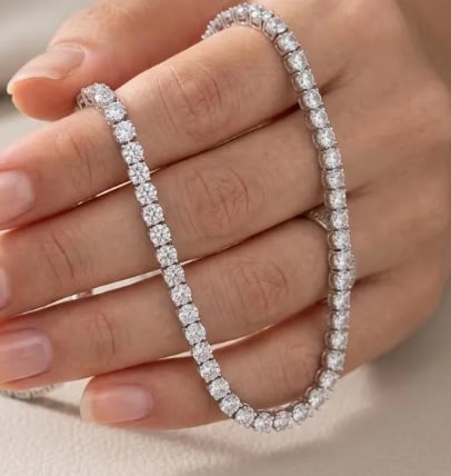 Certified 20.00 Carat Round Brilliant Lab Grown Diamond Tennis Necklace in 14K White Gold | D VVS1: 20.00 Carat Round Brilliant Lab Grown Diamond Tennis Necklace in 14K White Gold | D VVS1 Luxury Statement Necklace Bridal Jewelry 16 Inch