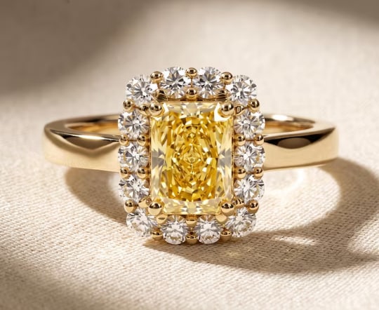 Certified 2.5 Ct Radiant Cut Yellow Lab Grown Diamond Ring | VVS1 14k Rose Gold Ring: 2.5 Carat Radiant Cut Yellow Lab Grown Diamond Engagement Ring in 14K Rose Gold|VVS1 | Pavé Diamond Band | Luxury Promise Ring | Side Stone Lab Grown Diamonds VVS1 D Color Round Cut 0.50 ct - Ring Si