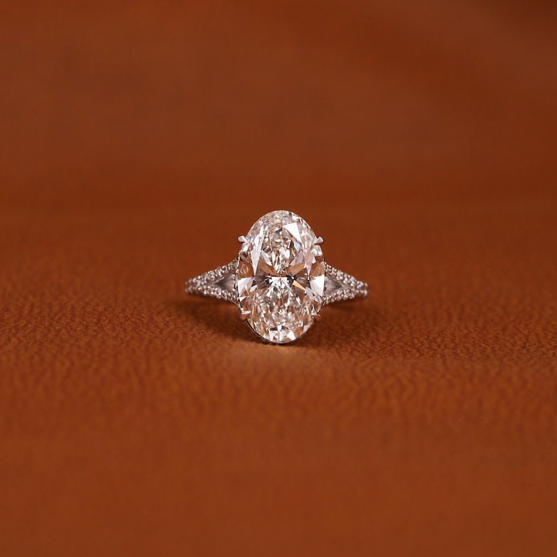 Certified 6.00 Carat Oval Cut D VVS1 Lab Grown Diamond 14KT White Gold Engagment Ring | Anniversary: Certified 6.00 Carat Oval Cut D VVS1 Lab Grown Diamond 14KT White Gold Ring | Side Stone Lab Grown Diamonds VVS1 D Color Round Cut 0.40 ct - Ring Size US 7