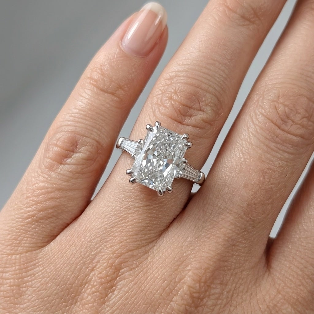 Certified 7.00 Carat Radiant Cut D VVS1 Lab Grown Diamond 14KT White Gold Engagment Ring| Wedding (1 of 4)