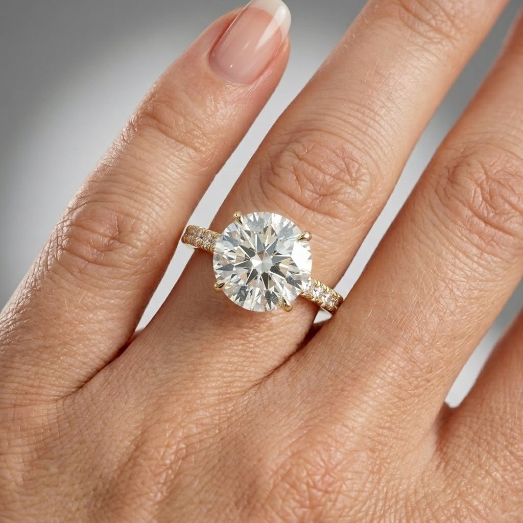 Certified 3.00 Carat Round Cut D VVS1 Lab Grown Diamond 14KT Yellow Gold Engagment Ring| Wedding: Certified 3.00 Carat Round Cut D VVS1 Lab Grown Diamond 14KT Yellow Gold Ring | Side Stone Lab Grown Diamonds VVS1 D Color Round Cut 0.50 ct - Ring Size US 7