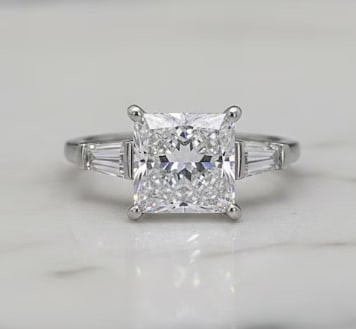 Certificted 3.00 Carat Princess Cut D VVS1 Lab Grown Diamond 14k White Gold Three Stone Ring (1 of 3)