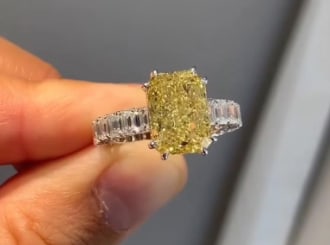 Certificted 5.00 Carat Radiant Cut Yellow Lab Grown Diamond 14k White Gold Engagment Ring: Certificted 5.00 Carat Radiant Cut Yellow Lab Grown Diamond 14k White Gold Engagment Ring | Side Stone Lab Grown Diamonds VVS1 D Color Fancy Cut 3.00 ct - Ring Size US 7