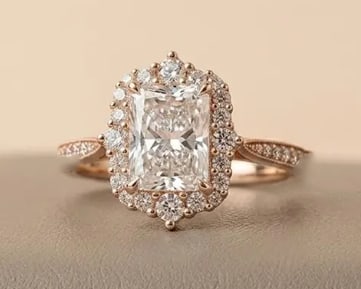Certificted 4.00 Carat D VVS1 Radiant Cut Lab Grown Diamond 14k Rose Gold Engagment Ring: Certificted 4.00 Carat Radiant Cut D VVS1 Lab Grown Diamond 14k Rose Gold Engagment Ring| Side Stone Lab Grown Diamonds VVS1 D Color Round Cut 0.80 ct - Ring Size US 7
