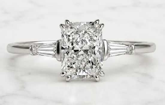 Certificted 5.00 Carat D VVS1 Radiant Cut Lab Grown Diamond 14k White Gold Engagment Ring: Certificted 5.00 Carat Radiant Cut D VVS1 Lab Grown Diamond 14k White Gold Engagment Ring| Side Stone Lab Grown Diamonds VVS1 D Color Fancy Cut 0.80 ct - Ring Size US 7
