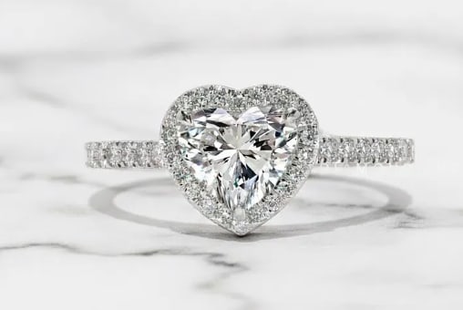 Certificted 2.50 Carat D VVS1 Heart Cut Lab Grown Diamond 14k White Gold Halo With Accents Engagment: Certificted 2.50 Carat D VVS1 Heart Cut Lab Grown Diamond 14k White Gold Halo With Accents Ring| Side Stone Lab Grown Diamonds VVS1 D Color Round Cut 0.40 ct - Ring Size US 7