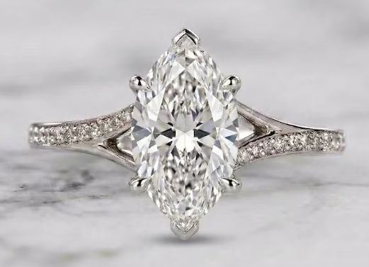 Certificted 3.50 Carat D VVS1 Marquise Cut Lab Grown Diamond 14k White Gold Solitaire With Accents: Certificted 3.50 Carat D VVS1 Marquise Cut Lab Grown Diamond 14k White Gold solitaire With Accents Engagment Ring| Side Stone Lab Grown Diamonds VVS1 D Color Round Cut 0.40 ct - Ring Size US 6.5