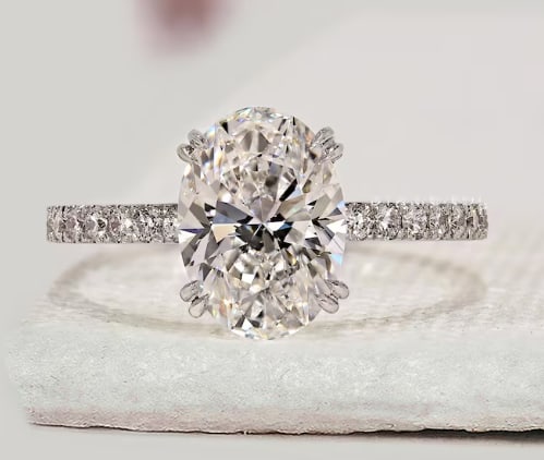 Certificted 2.50 Carat D VVS1 Oval Cut Lab Grown Diamond 14k White Gold Solitaire With Accents: Certificted 2.50 Carat D VVS1 Oval Cut Lab Grown Diamond 14k White Gold solitaire With Accents Engagment Ring| Side Stone Lab Grown Diamonds VVS1 D Color Round Cut 0.40 ct - Ring Size US 6.5