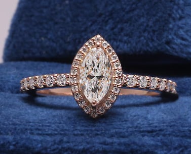 Certificted 2.50 Carat D VVS1 Marquise Cut Lab Grown Diamond 14k Rose Gold Halo With Accents: Certificted 2.50 Carat D VVS1 Marquise Cut Lab Grown Diamond 14k Rose Gold Halo With Accents Engagment Ring| Side Stone Lab Grown Diamonds VVS1 D Color Round Cut 0.60 ct - Ring Size US 6.5