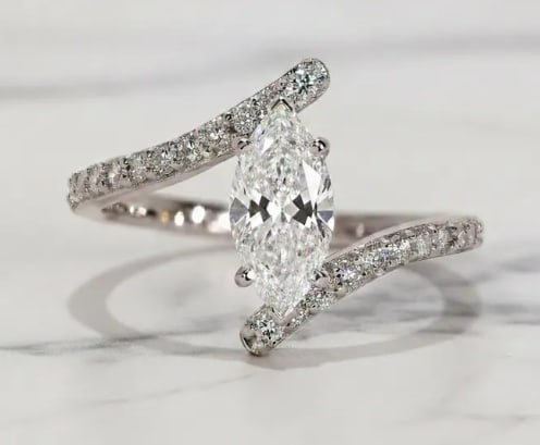 Certificted 2.00 Carat D VVS1 Marquise Cut Lab Grown Diamond 14k White Gold Engagment Ring: Certificted 2.0 Carat D VVS1 Marquise Cut Lab Grown Diamond 14k White Gold Engagment Ring |Side Stone Lab Grown Diamonds VVS1 D Color Round Cut 0.20 ct - Ring Size US 7
