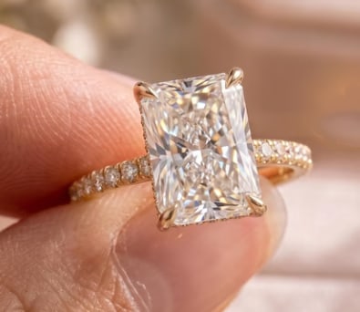 Certificted 6.5 Carat D VVS1 Radiant Cut Lab Grown Diamond 14k Rose Gold Engagment Ring: Certificted 6.5 Carat D VVS1 Radiant Cut Lab Grown Diamond 14k Rose Gold Engagment Ring | Side Stone Lab Grown Diamonds VVS1 D Color Round Cut 0.30 ct - Ring Size US 7