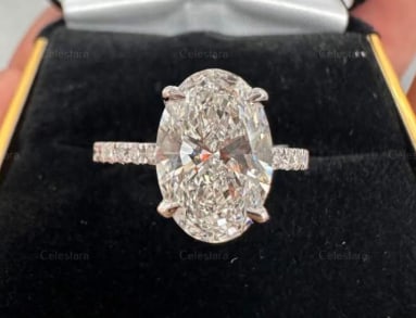 Certificted 10.00 Carat D VVS1 Oval Cut Lab Grown Diamond 14k White Gold Engagment Ring: Certificted 10.00 Carat D VVS1 Oval Cut Lab Grown Diamond 14k White Gold Engagment Ring | Side Stone Lab Grown Diamonds VVS1 D Color Round Cut 0.50 ct - Ring Size US 7