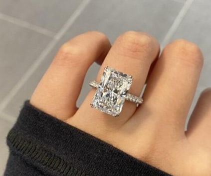 Certificted 12.00 Carat D VVS1 Radiant Cut Lab Grown Diamond 14k White Gold Engagment Ring: Certificted 12.00 Carat D VVS1 Radiant Cut Lab Grown Diamond 14k White Gold Engagment Ring | Side Stone Lab Grown Diamonds VVS1 D Color Round Cut 0.50 ct - Ring Size US 7