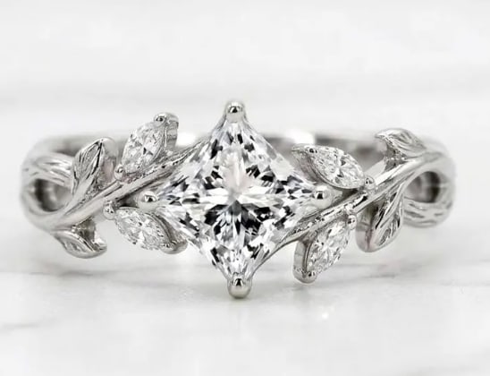Certificted 2.5 Carat D VVS1 Princess Cut Lab Grown Diamond 14k White Gold Engagment Ring: Certificted 2.50 Carat D VVS1 Princess Cut Lab Grown Diamond 14k White Gold Engagment Ring | Side Stone Lab Grown Diamonds VVS1 D Color Round Cut 0.20 ct - Ring Size US 7