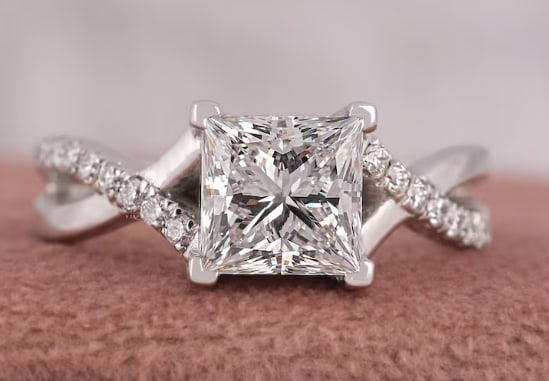 Certificted 2.5 Carat D VVS1 Princess Cut Lab Grown Diamond 14k White Gold Engagment Ring: Certificted 2.50 Carat D VVS1 Princess Cut Lab Grown Diamond 14k White Gold Engagment Ring | Side Stone Lab Grown Diamonds VVS1 D Color Round Cut 0.20 ct - Ring Size US 6