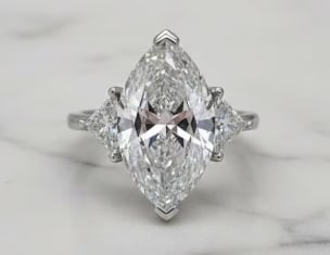 Certificted 10.00 Carat D VVS1 Marquise Cut Lab Grown Diamond 14k White Gold Three Stone Engagment: Certificted 10.00 Carat D VVS1 Marquise Cut Lab Grown Diamond 14k White Gold Engagment Ring | Side Stone Lab Grown Diamonds VVS1 D Color Fancy Cut 1.00 ct - Ring Size US 7
