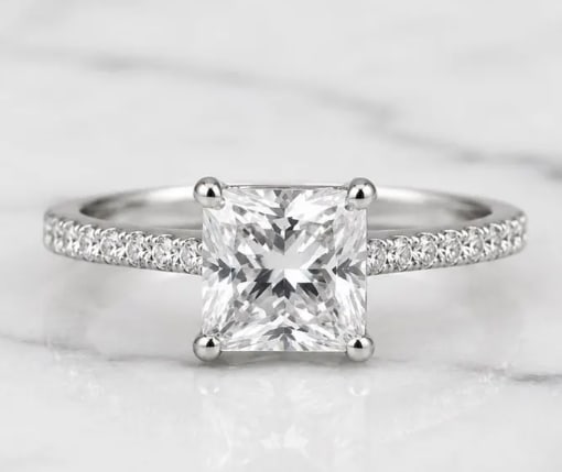Certificted 2.00 Carat D VVS1 Princess Cut Lab Grown Diamond 14k White Gold Engagment Ring: Certificted 2.00 Carat D VVS1 Princess Cut Lab Grown Diamond 14k White Gold Engagment Ring | Side Stone Lab Grown Diamonds VVS1 D Color Round Cut 0.40 ct - Ring Size US 7