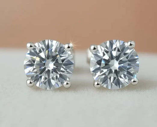 Certificted 4.00 Carat D VVS1 Round Cut Lab Grown Diamond 14k White Gold Stud Earrings: Certificted 4.00 Carat D VVS1 Round Cut Lab Grown Diamond 14k White Gold Stud Earrings