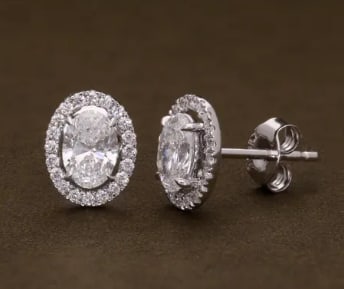 Certificted 7.00 Carat D VVS1 Oval Cut Lab Grown Diamond 14k White Gold Halo Earrings: Certificted 7.00 Carat D VVS1 Oval Cut Lab Grown Diamond 14k White Gold Halo Earrings |Side Stone Lab Grown Diamonds VVS1 D Color Round Cut 0.20 ct