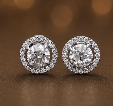 Certificted 3.00 Carat D VVS1 Round Cut Lab Grown Diamond 14k White Gold Halo Earrings: Certificted 3.00 Carat D VVS1 Round Cut Lab Grown Diamond 14k White Gold Halo Earrings |Side Stone Lab Grown Diamonds VVS1 D Color Round Cut 0.80 ct