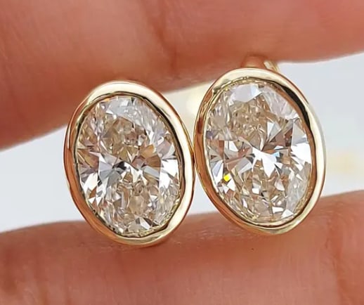 Certificted 6.00 Carat D VVS1 Oval Cut Lab Grown Diamond 14k Yellow Gold Earrings: Certificted 6.00 Carat D VVS1 Oval Cut Lab Grown Diamond 14k Yellow Gold Earrings