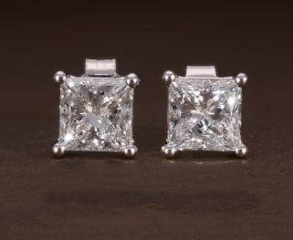 Certificted 4.00 Carat D VVS1 Princess Cut Lab Grown Diamond 14k White Gold Earrings (1 of 3)