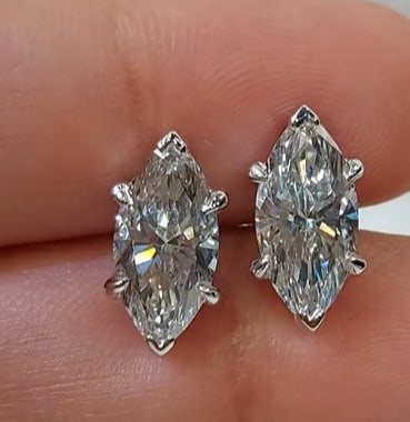 Certificted 4.00 Carat D VVS1 Marquise Cut Lab Grown Diamond 14k White Gold Stud Earrings: Certificted 4.00 Carat D VVS1 Marquise Cut Lab Grown Diamond 14k White Gold Stud Earrings