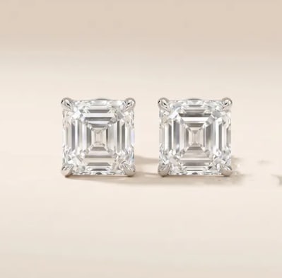 Certificted 7.00 Carat D VVS1 Asscher Cut Lab Grown Diamond 14k White Gold Stud Earrings: Certificted 7.00 Carat D VVS1 Asscher Cut Lab Grown Diamond 14k White Gold Stud Earrings
