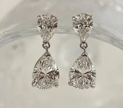 Certificted 12.00 Carat D VVS1 Pear Cut Lab Grown Diamond 14k White Gold Drop Earrings: Certificted 12.00 Carat D VVS1 Pear Cut Lab Grown Diamond 14k White Gold Drop Earrings|Elegant Bridal Earrings