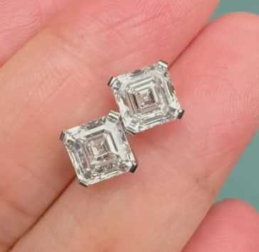 Certificted 6.00 Carat D VVS1 Asscher Cut Lab Grown Diamond 14k White Gold Stud Earrings: Certificted 6.00 Carat D VVS1 Asscher Cut Lab Grown Diamond 14k White Gold Stud Earrings