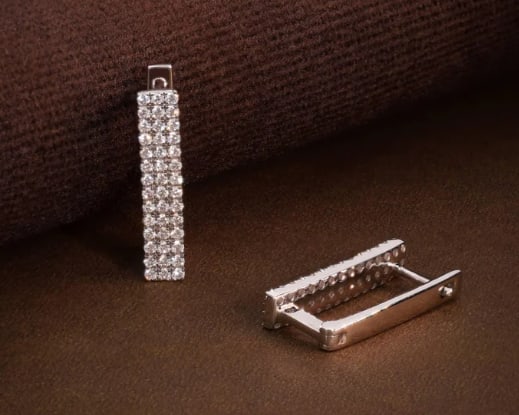 Certificted 2.00 Carat D VVS1 Round Cut Lab Grown Diamond 14k White Gold Pave Drop Earrings: Certificted 2.00 Carat D VVS1 Round Cut Lab Grown Diamond 14k White Gold Pave Drop Earrings