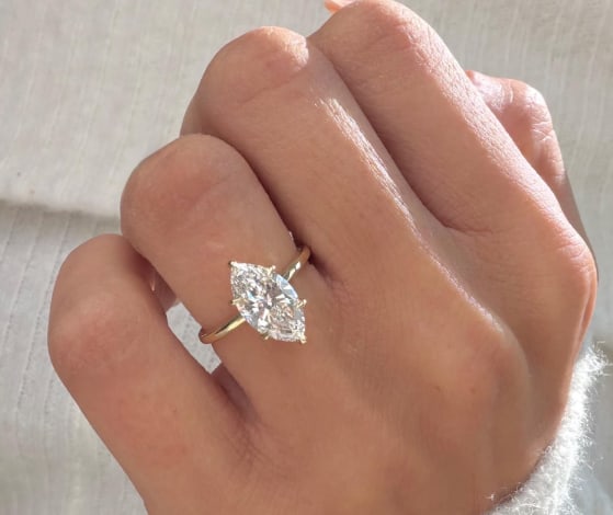 Certificted 5.00 Carat D VVS1 Marquise Cut Lab Grown Diamond 14k Yellow Gold Solitaire Ring: Certificted 5.00 Carat D VVS1 Marquise Cut Lab Grown Diamond 14k Yellow Gold Solitaire Ring|Ring Size US - 6.5