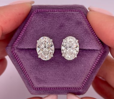 Certificted 4.00 Carat D VVS1 Oval Cut Lab Grown Diamond 14k White Gold Earrings: Certificted 4.00 Carat D VVS1 Oval Cut Lab Grown Diamond 14k White Gold Earrings