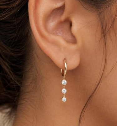 Certificted 1.20 Carat D VVS1 Round Cut Lab Grown Diamond 14k Rose Gold Dangle Hoop Earrings: Certificted 1.20 Carat D VVS1 Round Cut Lab Grown Diamond 14k Rose Gold Dangle Hoop Earrings