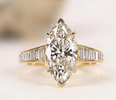 Certificted 3.00 Carat D VVS1 Marquise Cut Lab Grown Diamond 14k Yellow Gold Ring: Certificted 3.00 Carat D VVS1 Marquise Cut Lab Grown Diamond 14k Yellow Gold Ring|Side Stone Lab Grown Diamonds VVS1 D Color Fancy Cut 1.00 ct Ring Size US - 7