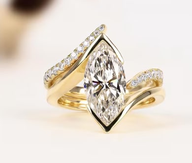 Certificted 3.00 Carat D VVS1 Marquise Cut Lab Grown Diamond 14k Yellow Gold Ring: Certificted 3.00 Carat D VVS1 Marquise Cut Lab Grown Diamond 14k Yellow Gold Ring|Side Stone Lab Grown Diamonds VVS1 D Color Round Cut 0.20 Ct Ring Size US - 6