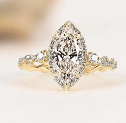 Certificted 2.00 Carat D VVS1 Marquise Cut Lab Grown Diamond 14k Yellow Gold Ring: Certificted 2.00 Carat D VVS1 Marquise Cut Lab Grown Diamond 14k Yellow Gold Ring|Side Stone Lab Grown Diamonds VVS1 D Color Round Cut 0.60 Ct Ring Size US - 6
