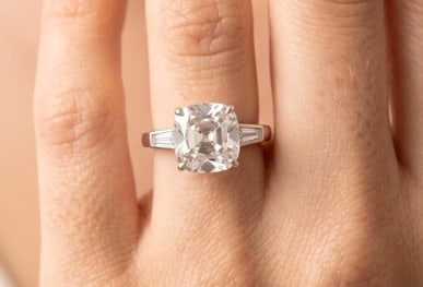 Certificted 3.00 Carat D VVS1 Cushion Cut Lab Grown Diamond 14k White Gold Ring: Certificted 3.00 Carat D VVS1 Cushion Cut Lab Grown Diamond 14k White Gold Ring|Side Stone Lab Grown Diamonds VVS1 D Color Fancy Cut 0.60 ct Ring Size US - 6.5