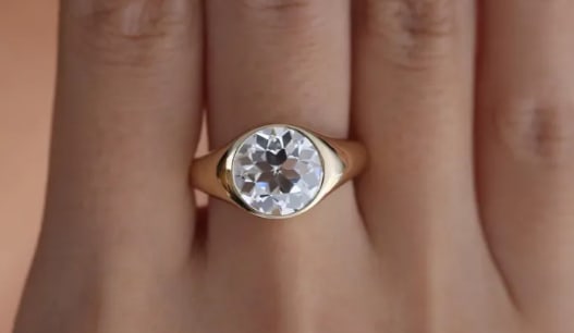 Certificted 6.00 Carat D VVS1 Old Mine Round Cut Lab Grown Diamond 14k Rose Gold Bazel Setting Ring: Certificted 6.00 Carat D VVS1 Old Mine Round Cut Lab Grown Diamond 14k Rose Gold Bazel Setting Ring| Ring Size US - 7