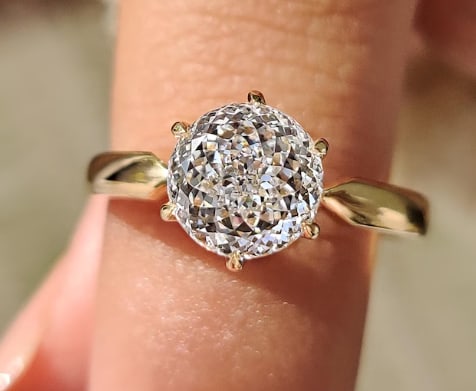 Certificted 3.00 Carat D VVS1 Portuguese Cut Lab Grown Diamond 14k Yellow Gold Ring: Certificted 3.00 Carat D VVS1 Portuguese Cut Lab Grown Diamond 14k Yellow Gold Ring|Ring Size US -6