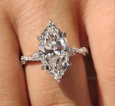 Certificted 3.5 Carat D VVS1 Marquise Cut Lab Grown Diamond 14k White Gold Engagment Ring: Certificted 3.5 Carat D VVS1 Marquise Cut Lab Grown Diamond 14k White Gold Engagment Ring|Side Stone Lab Grown Diamonds VVS1 D Color Round Cut 0.40 ct Ring Size US - 7