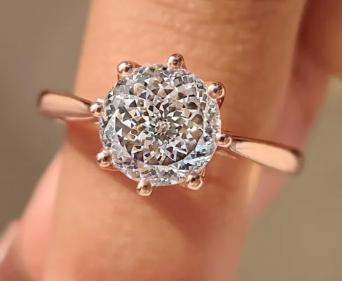 Certificted 3.5 Carat D VVS1 Portuguese Cut Lab Grown Diamond 14k Rose Gold Engagment Ring: Certificted 3.5 Carat D VVS1 Portuguese Cut Lab Grown Diamond 14k Rose Gold Engagment Ring|Ring Size - 7