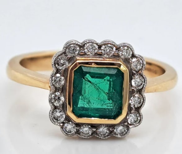 4.00 Carat Square Cut Natural Emerald Certified Engagement Ring in 14K Solid Yellow Gold: Zambian Emerald 4.00 Carat Square Cut Natural Emerald Certified Engagement Ring in 14K Solid Yellow Gold - Side Stone Real Diamonds Round Cut VS1 H COLOR 0.40 ct - Ring Size US 6
