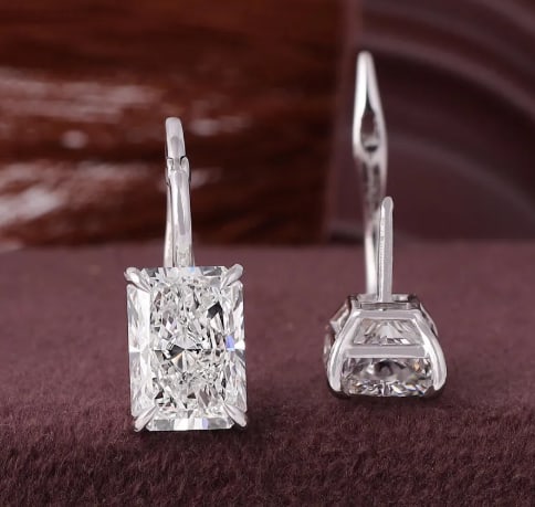 Certified 5.00 Carat D VVS1 Rediant cut Cut Lab Grown Diamond 14k White Gold Earrings: Certified 5.00 Carat D VVS1 Rediant cut Cut Lab Grown Diamond 14k White Gold Earrings