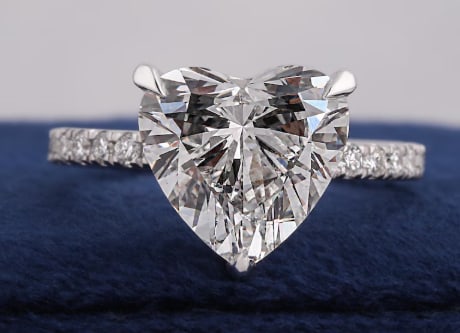 Certificted 5.00 Carat D VVS1 Heart Cut Lab Grown Diamond 14k White Gold Engagment Ring: Certificted 5.00 Carat D VVS1 Heart Cut Lab Grown Diamond 14k White Gold Engagment Ring - Side Stone Lab Grown Diamonds Round Cut VVS1 D COLOR 0.30 ct - Ring Size US 6