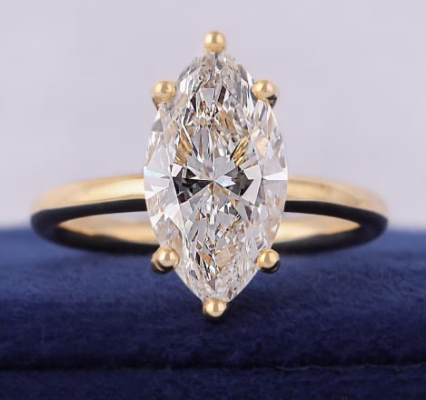 Certified 4.00 Carat VVS1 D Marquise Cut Lab Grown Diamond 14k Yellow Gold Engagment Ring: Certified 4.00 Carat VVS1 D Marquise Cut Lab Grown Diamond 14k Yellow Gold Engagment Ring - Ring Szie US 6