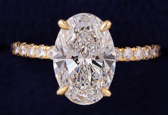 Certified 3.5 Carat VVS1 D Oval Cut Lab Grown Diamond 14k Yellow Gold Engagment Ring: Certified 3.5 Carat VVS1 D Oval Cut Lab Grown Diamond 14k Yellow Gold Engagment Ring - Side Stone Lab Grown Diamonds Round Cut VVS1 D COLOR 0.50 ct - Ring Size US 6